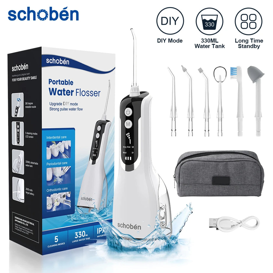 Schoben Portable Oral Irrigator - AquaClean Water Flosser